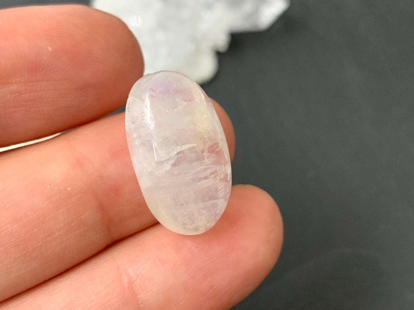 Rainbow Moonstone 20x11x7mm cabochon