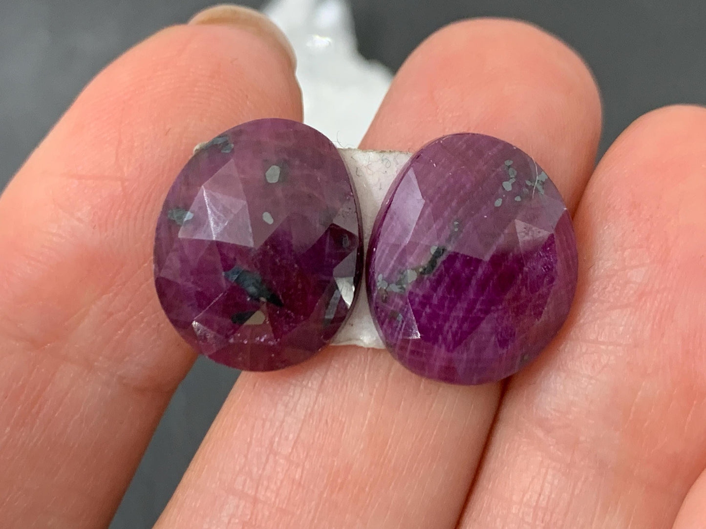 Faceted Ruby pair 12x15x4.5mm cabochon