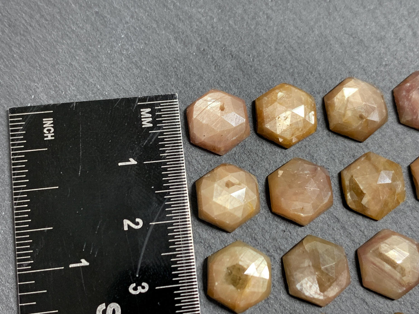 Faceted yellow Sapphire hexagon 10mm cabochon