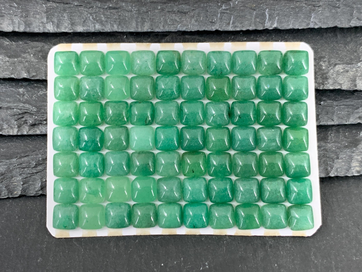Green Aventurine Cabochon - Natural 6mm Square Cushion Gemstone for Jewelry Making