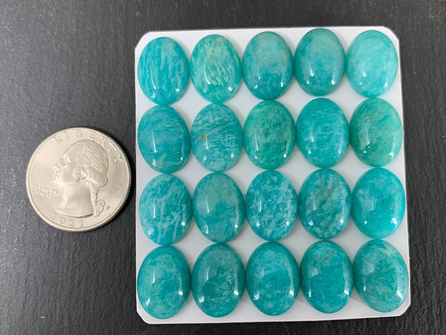 Amazonite oval 12x16mm cabochon - Calibrated cabochons