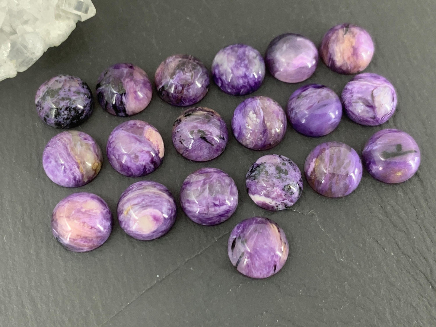 Round Charoite Cabochon 10mm - Calibrated cabochons