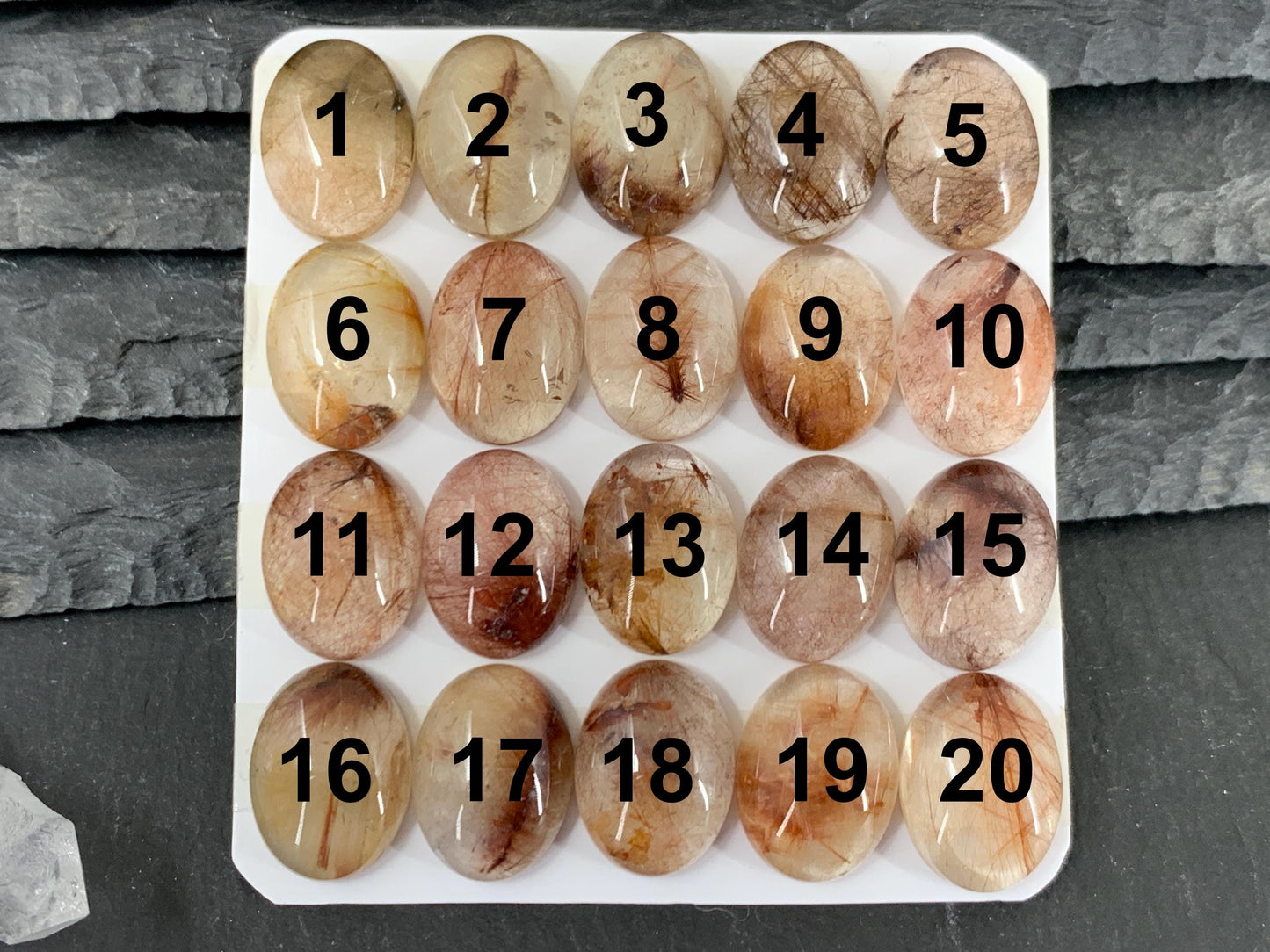 Rutilated Quartz oval 12x16mm cabochon - Calibrated cabochon