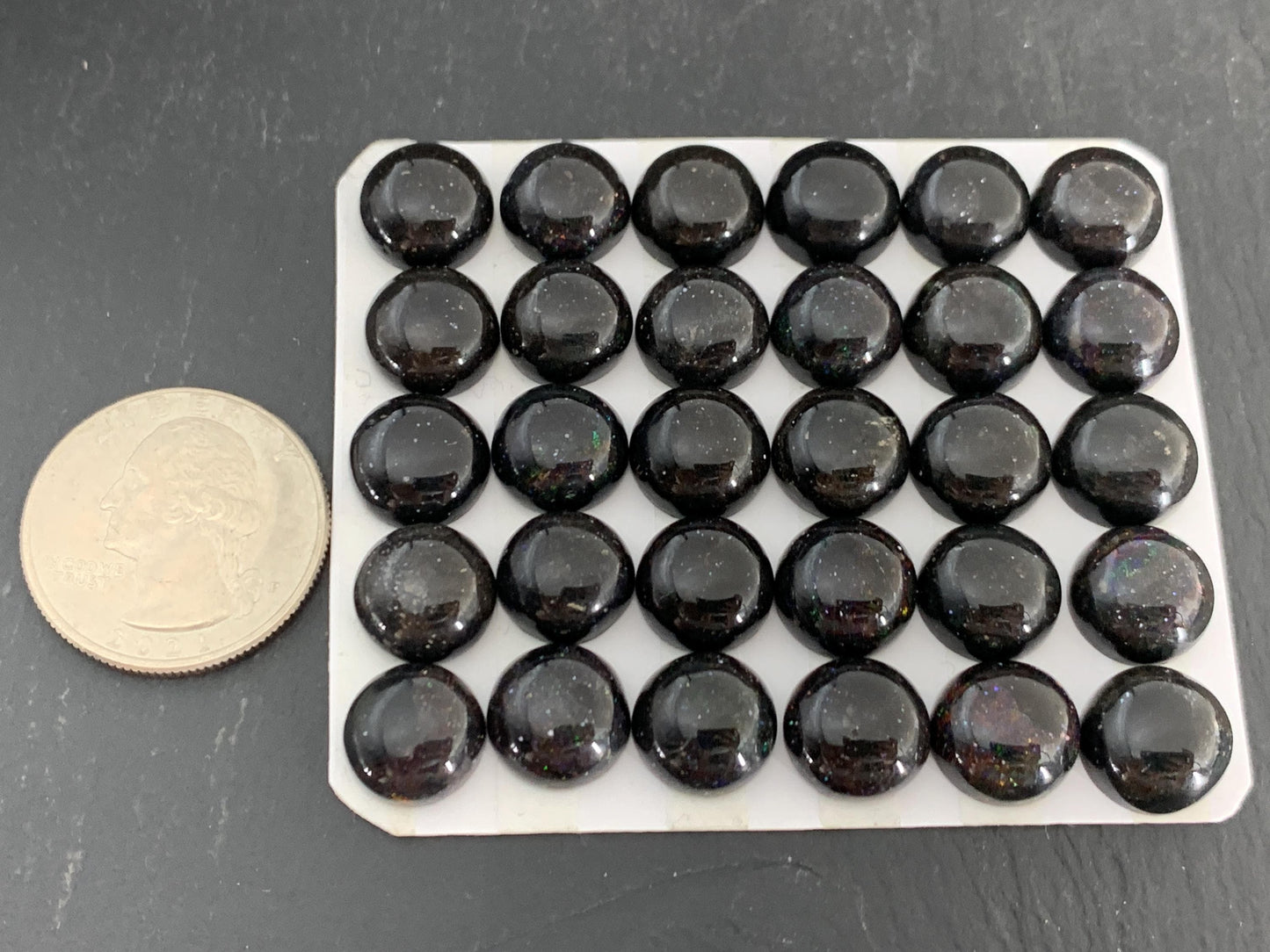 Andamooka Black Opal Cabochon: Round 12mm Matrix Opal