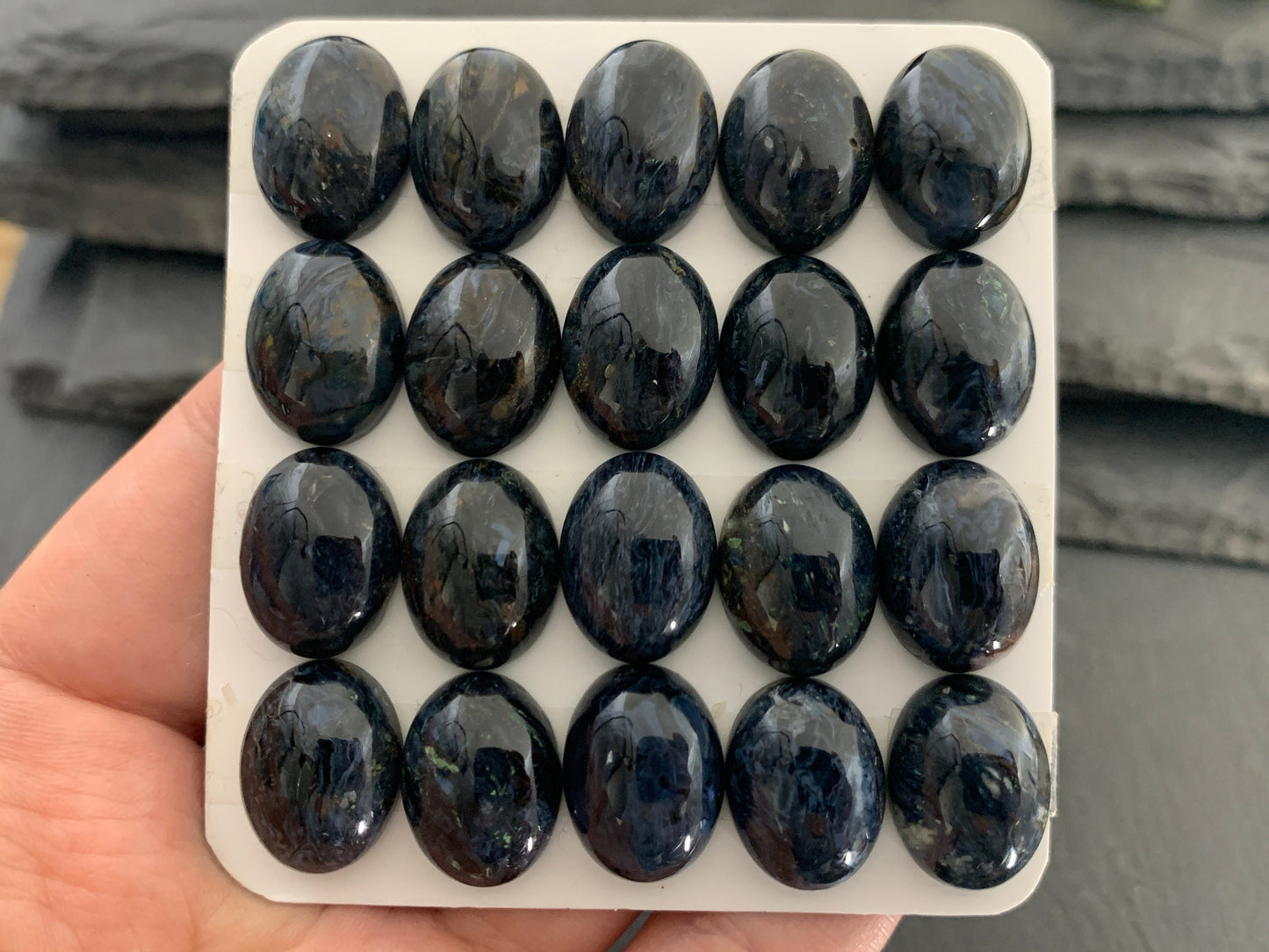 Blue Pietersite oval 12x16mm cabochon - Calibrated cabochons