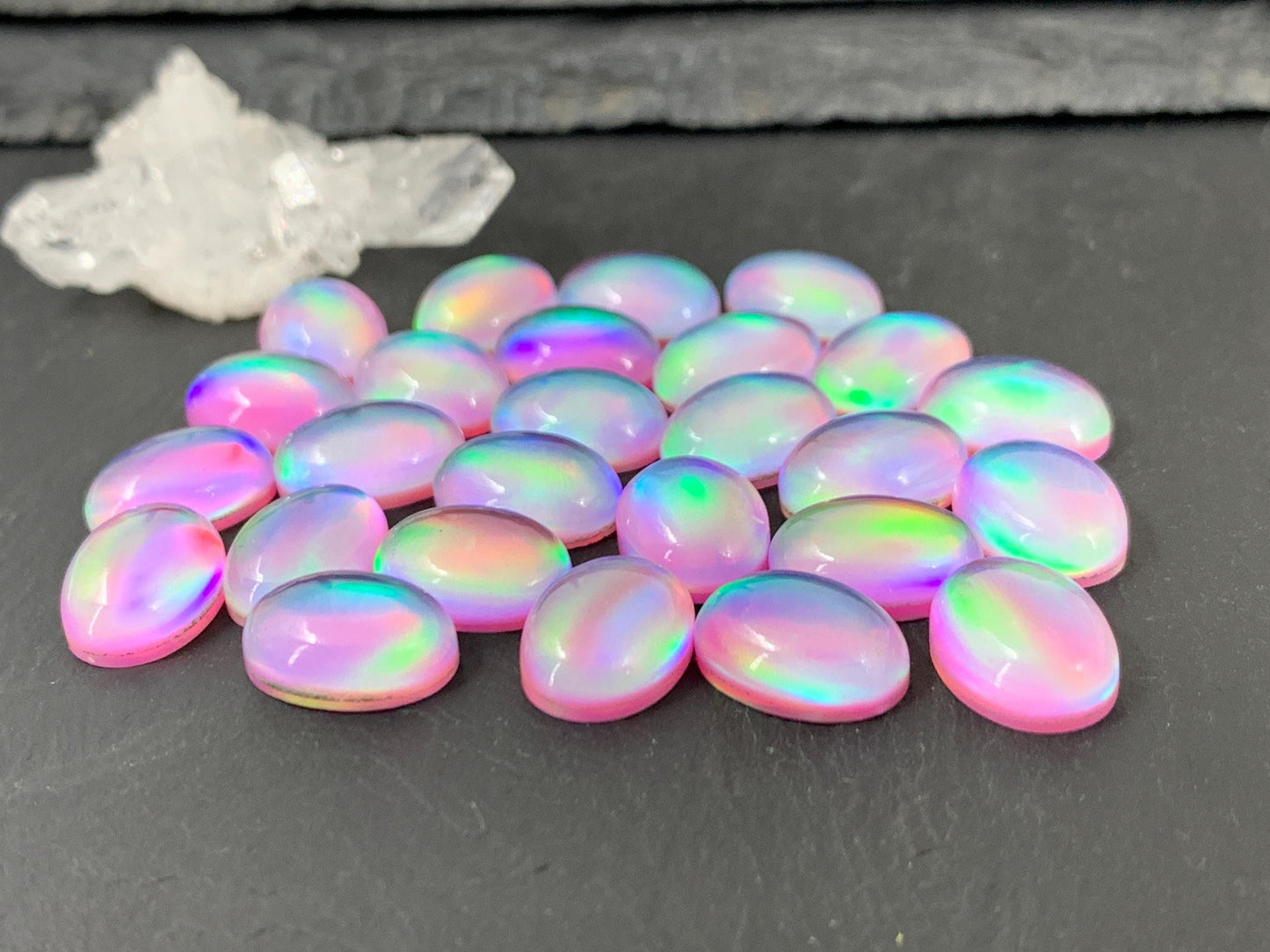 Aurora Opal oval 10x14mm cabochons - Doublet cabochons