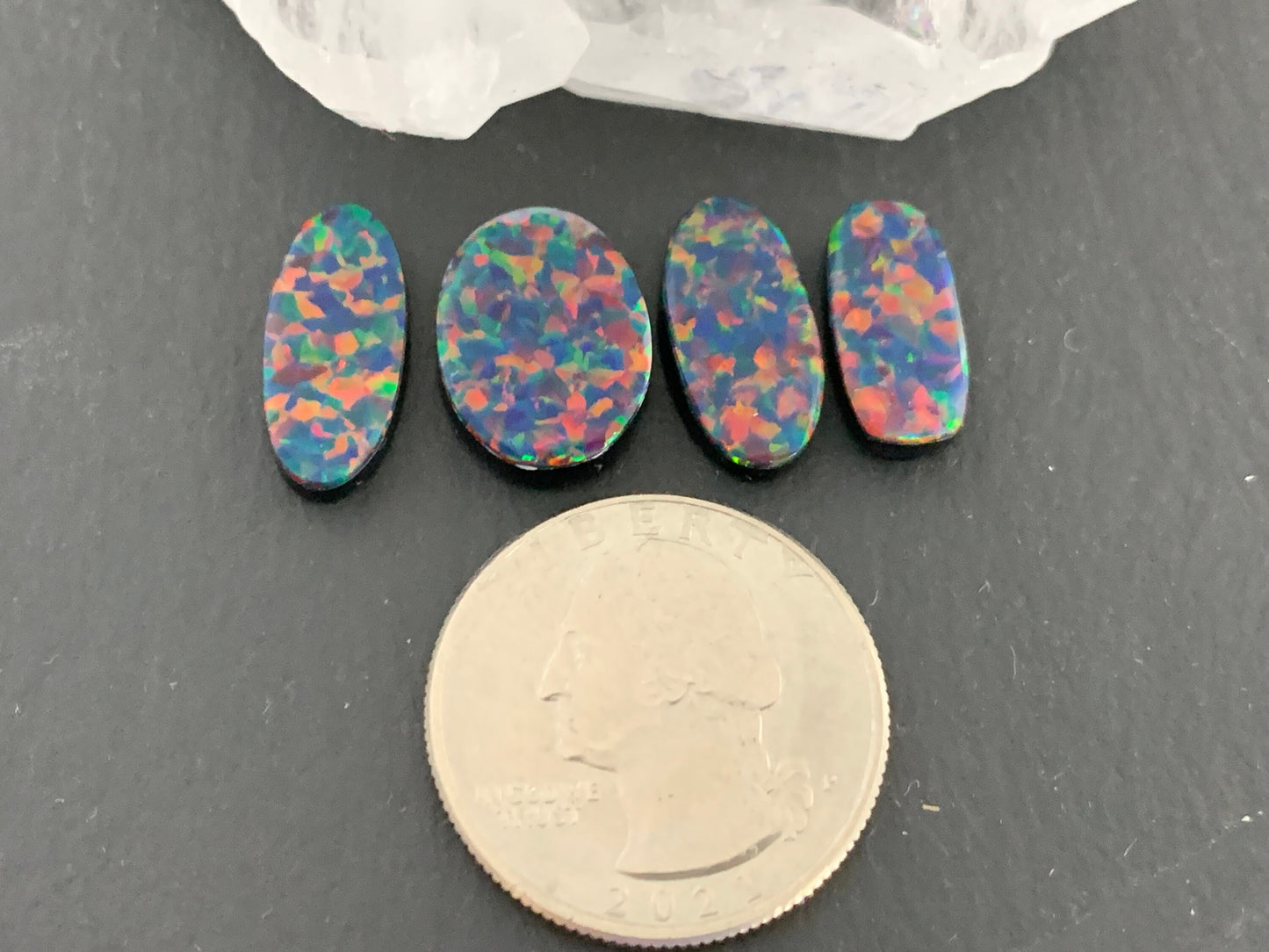Aurora Opal oval 15-17mm long oval cabochon - Doublet cabochons