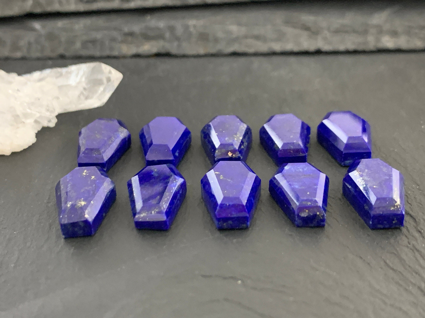 Faceted Lapis Lazuli coffin 10x16mm cabochon