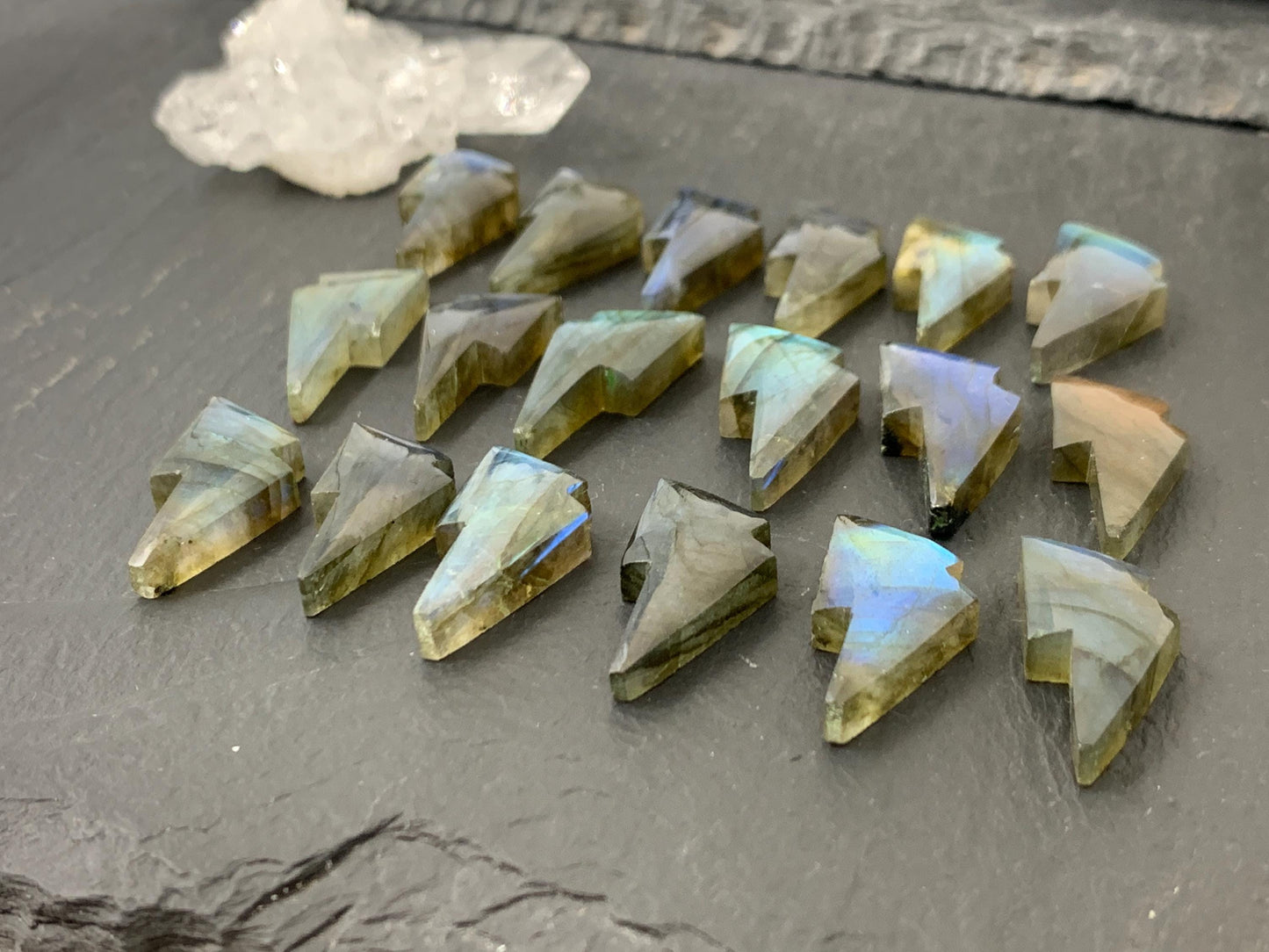Labradorite lightning bolt 12x19mm cabochon