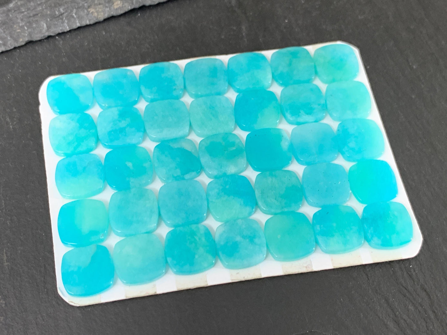 Flat Amazonite Square Cabochon - Natural 10mm Flat Calibrated Cushion Gemstone