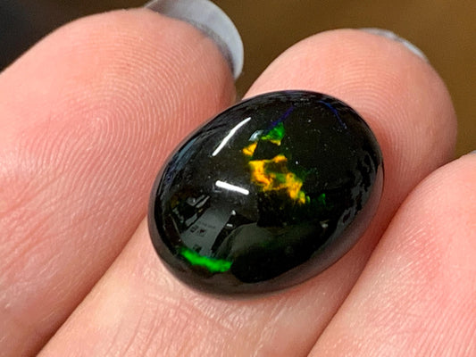 Natural Ethiopian Black Opal 12x16x6mm cabochon