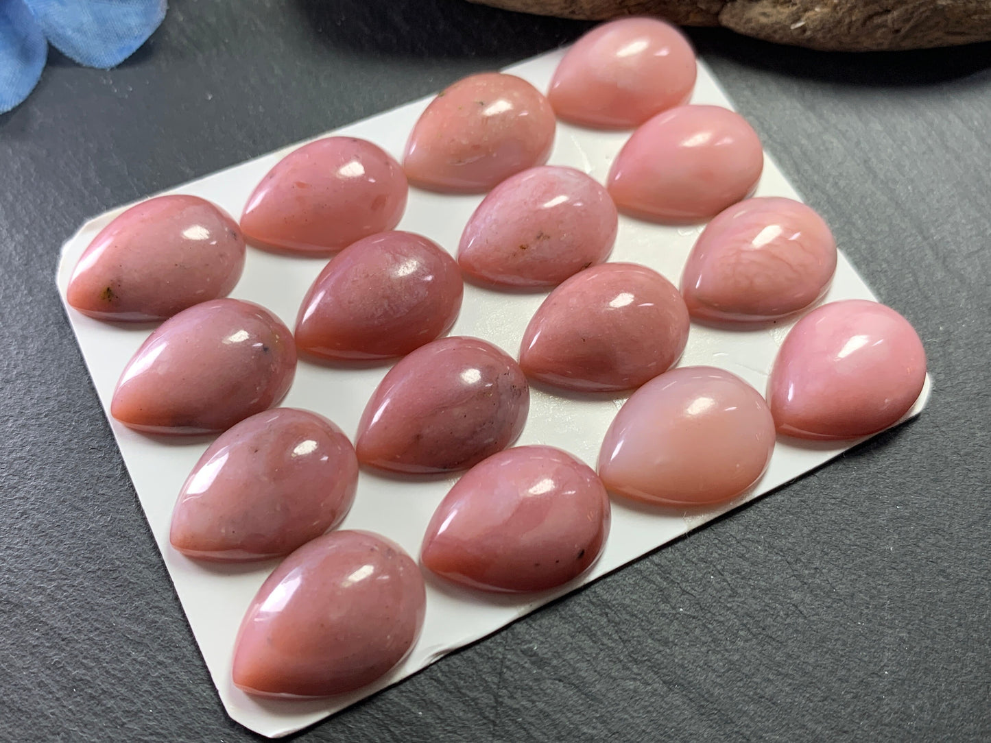 Pink Opal pear 15x20mm cabochon - Calibrated cabochons