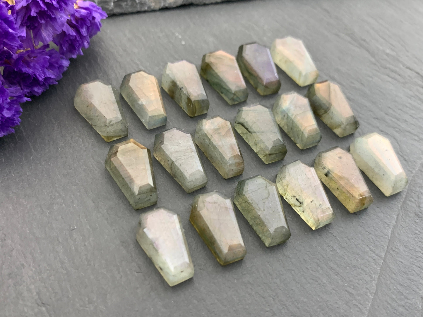 Natural Labradorite Coffin Cabochon: 10x16mm Gemstone