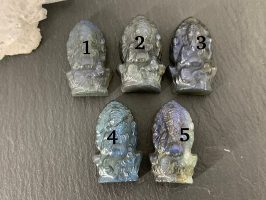 Labradorite Ganesha - Elephant god carving