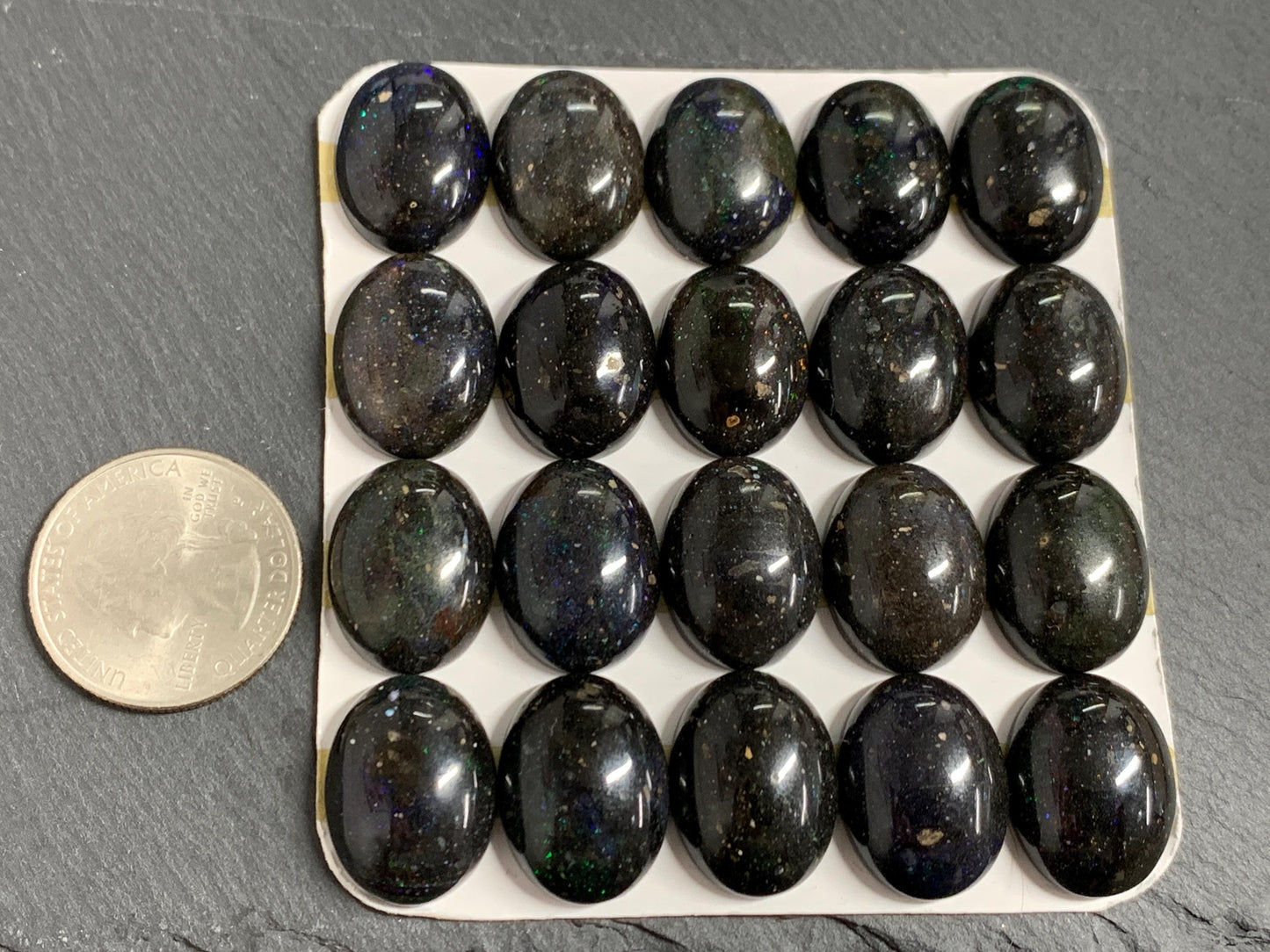Black Andamooka Opal oval 15x18mm cabochon - Matrix Australian Opal