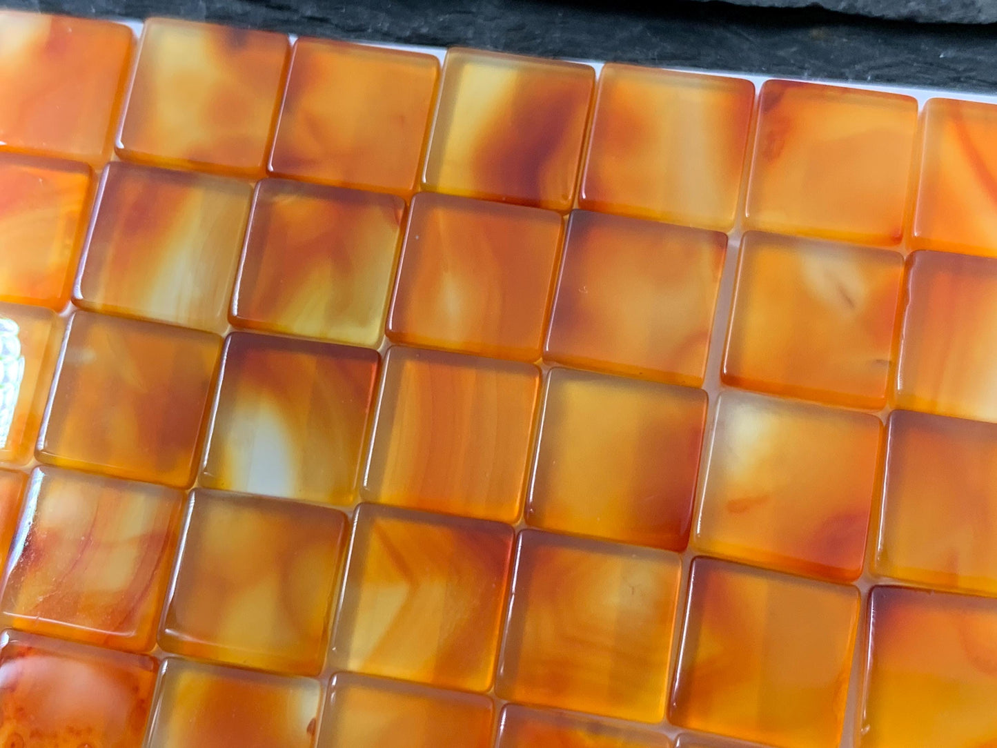 Flat Carnelian square 10mm cabochon - Calibrated cabochons
