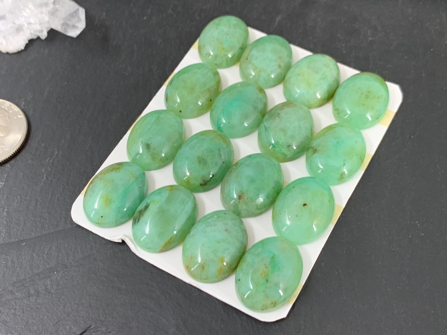 Chrysocolla Quartz oval 15x20mm cabochon - Calibrated cabochons