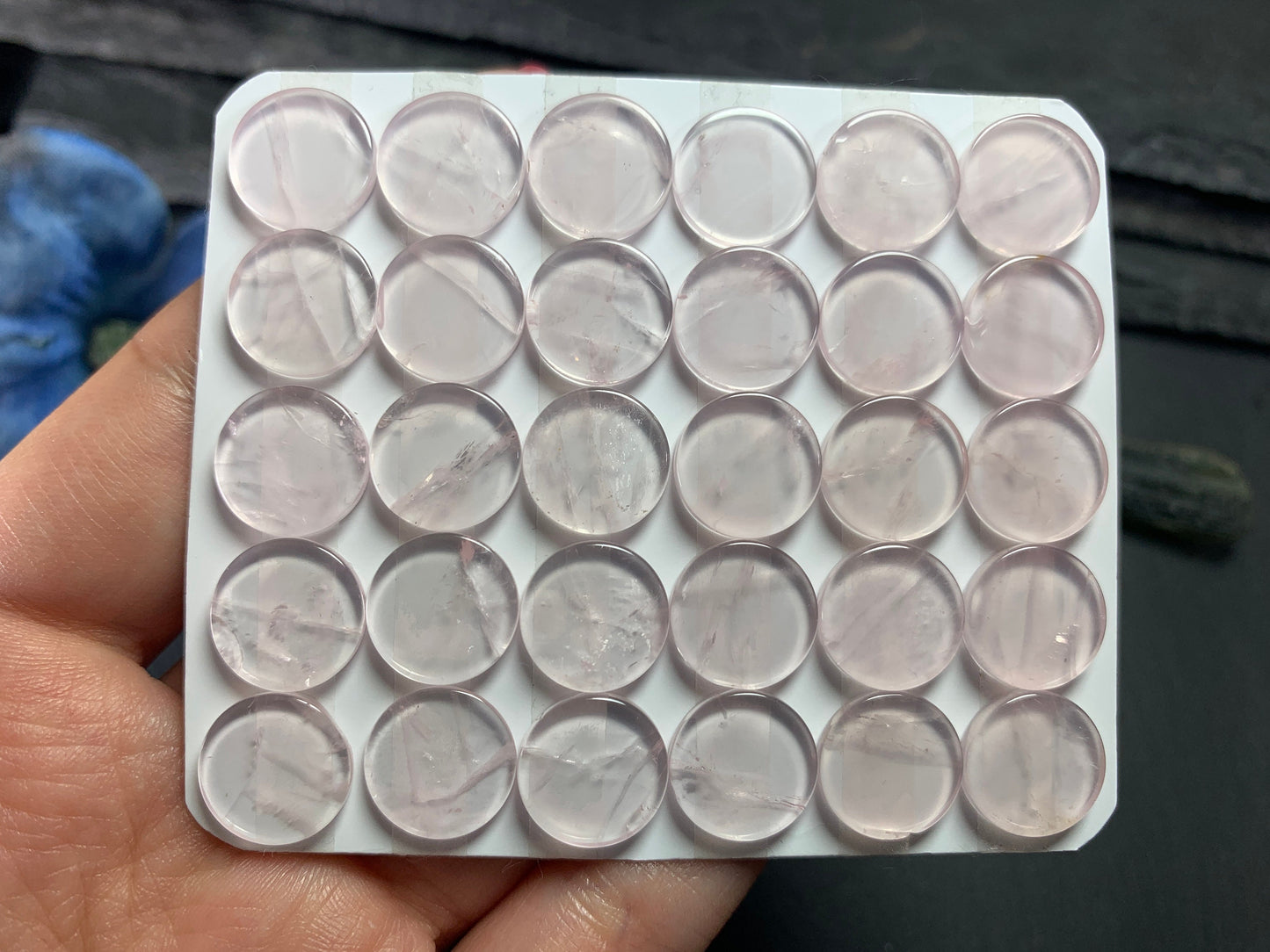 Flat Rose Quartz round 12mm cabochon - Calibrated cabochons