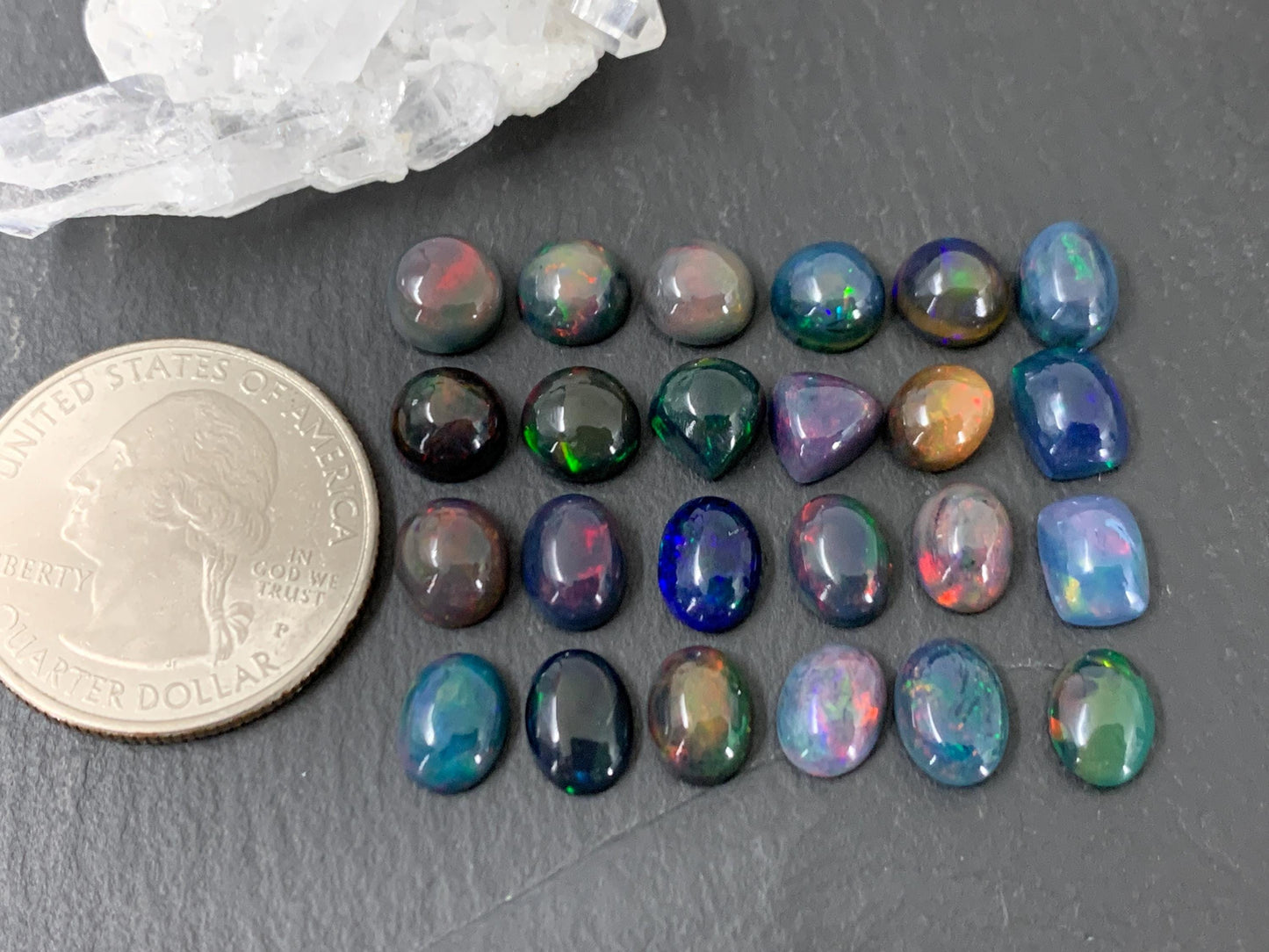 Black Ethiopian Opal 6x8mm cabochon - round, oval, pear, rectangle