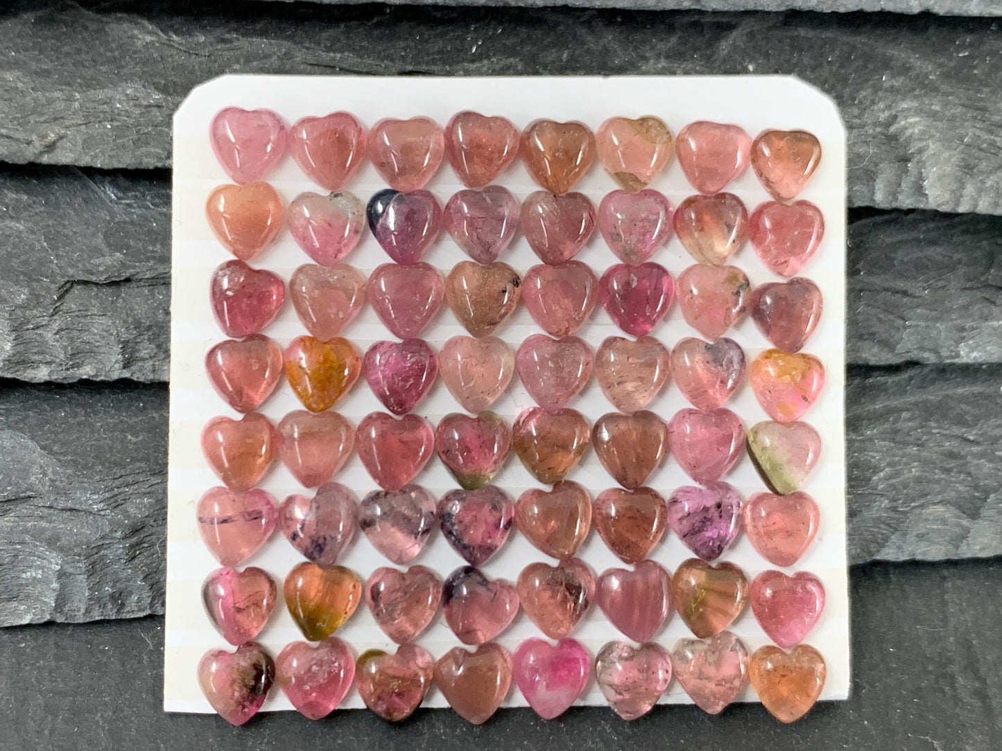 Pink Tourmaline heart 5mm cabochon - Calibrated acbochons