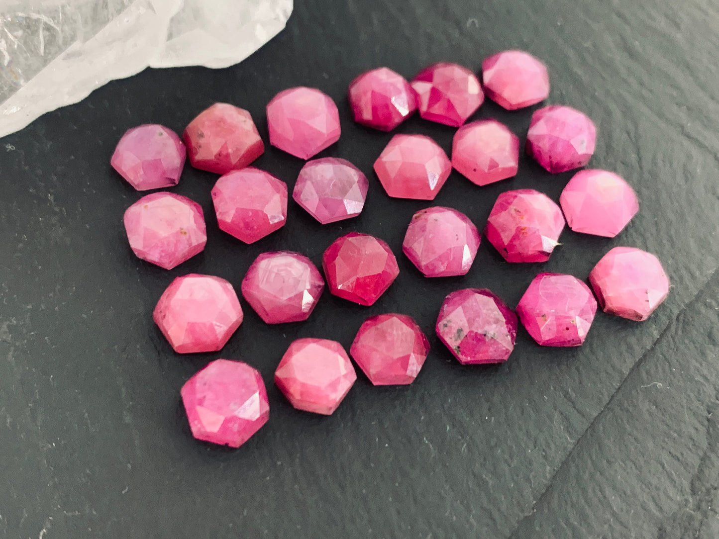 Faceted Pink Sapphire hexagon 6mm cabochon
