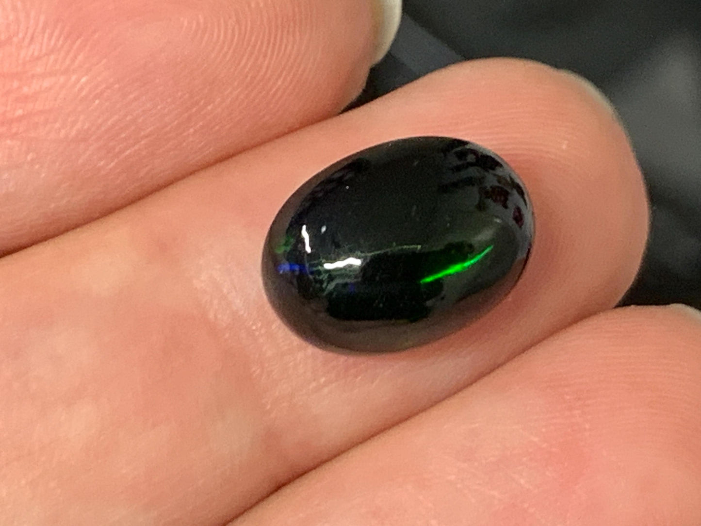 Natural Ethiopian Black Opal 9x12x6mm cabochon