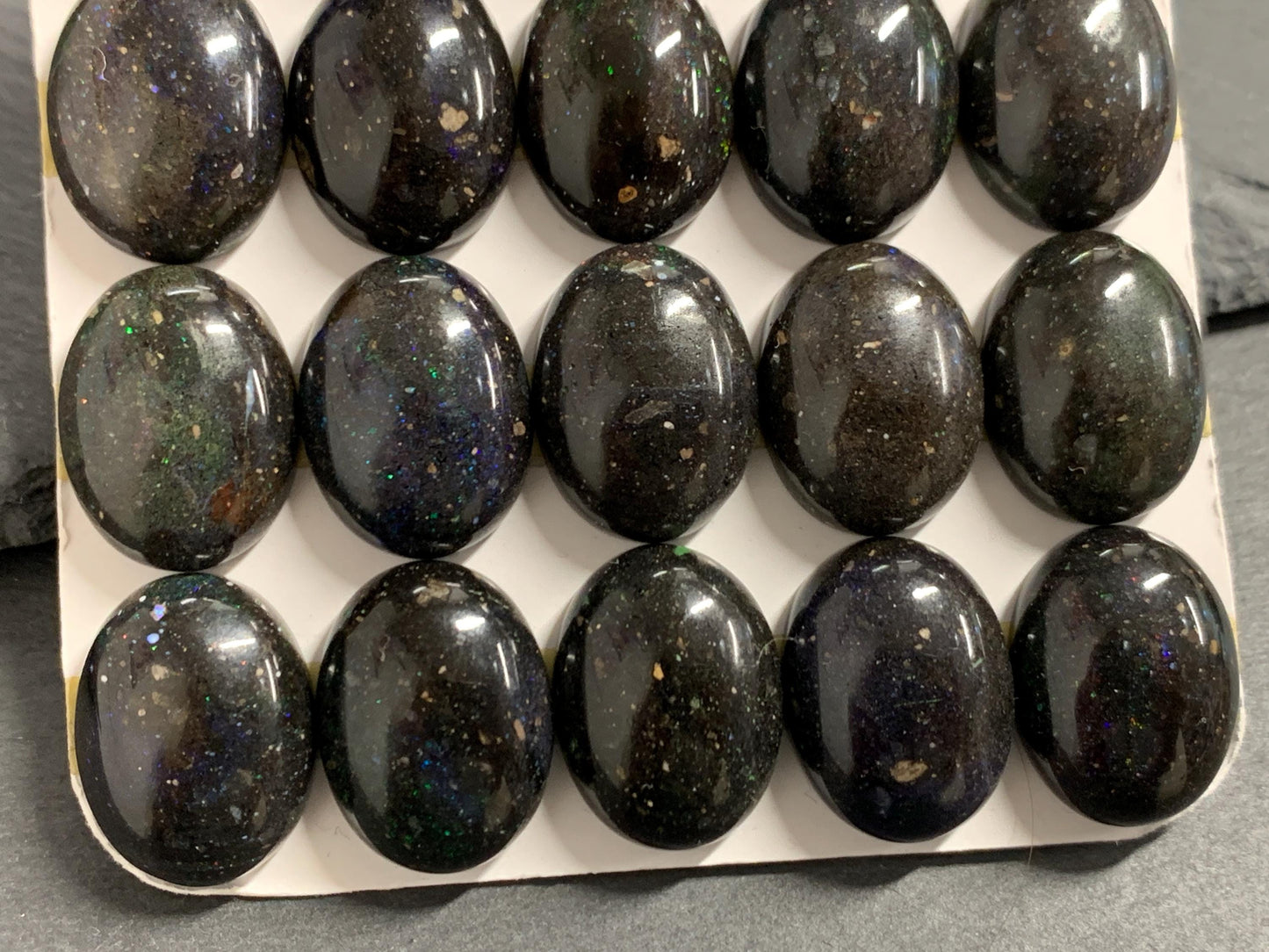 Black Andamooka Opal oval 15x18mm cabochon - Matrix Australian Opal