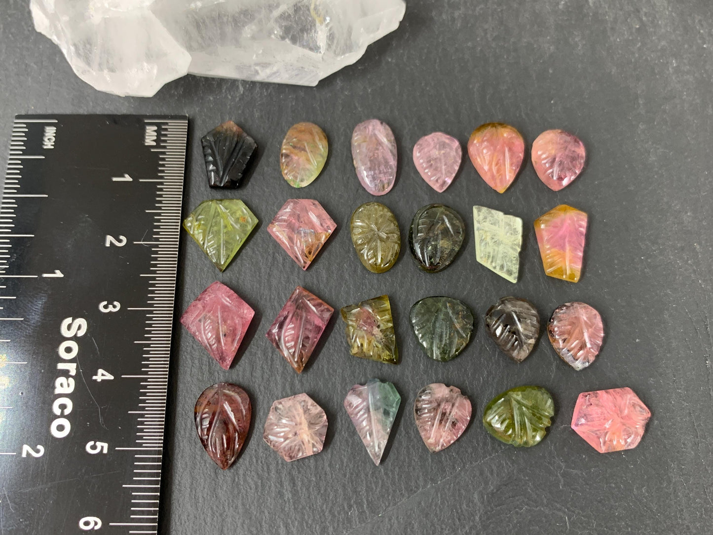 Carved Tourmaline 9-12mm cabochon