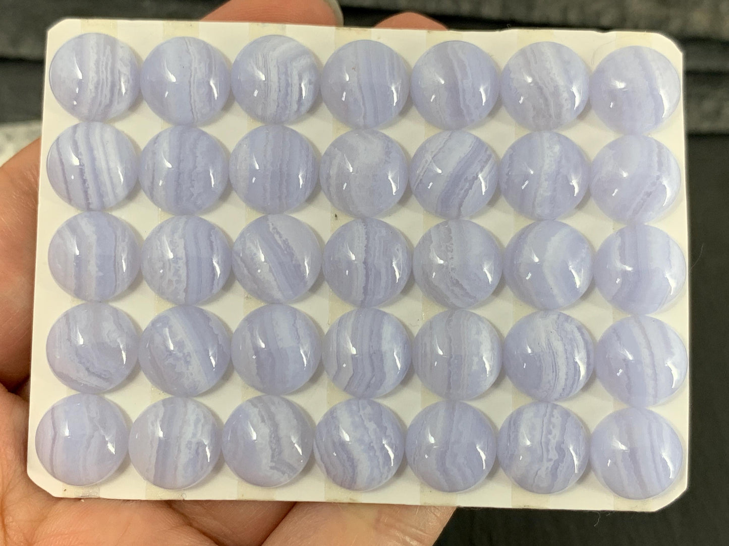 Blue Lace Agate round 10mm cabochon - Calibrated cabochons