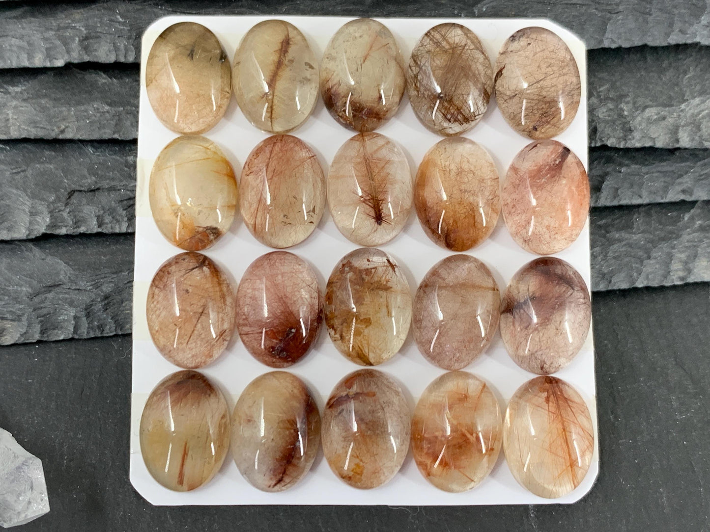 Rutilated Quartz oval 12x16mm cabochon - Calibrated cabochon