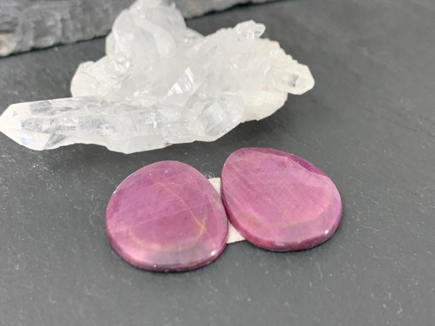 Faceted Ruby pair 15x19x3mm cabochon