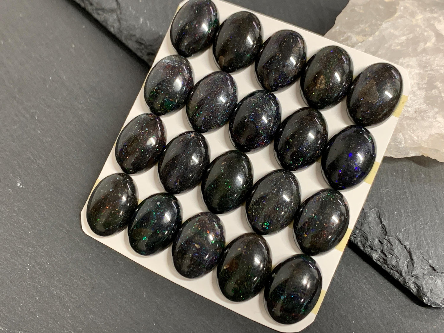 Black Andamooka Opal oval 13x18mm cabochon - Matrix Australian Opal