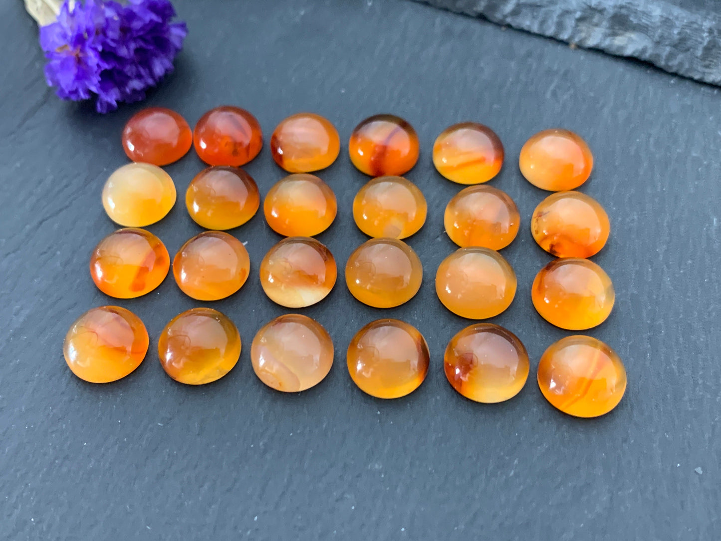 Carnelian round 10mm cabochon - Calibrated cabochons