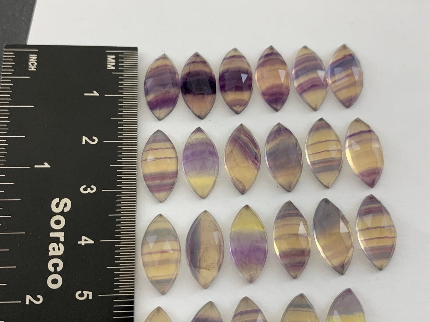 Faceted Fluorite marquise 8x15mm cabochon- Select your cabochon