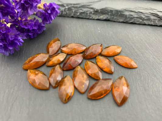 Faceted orange Kyanite marquise 13-16mm long cabochons