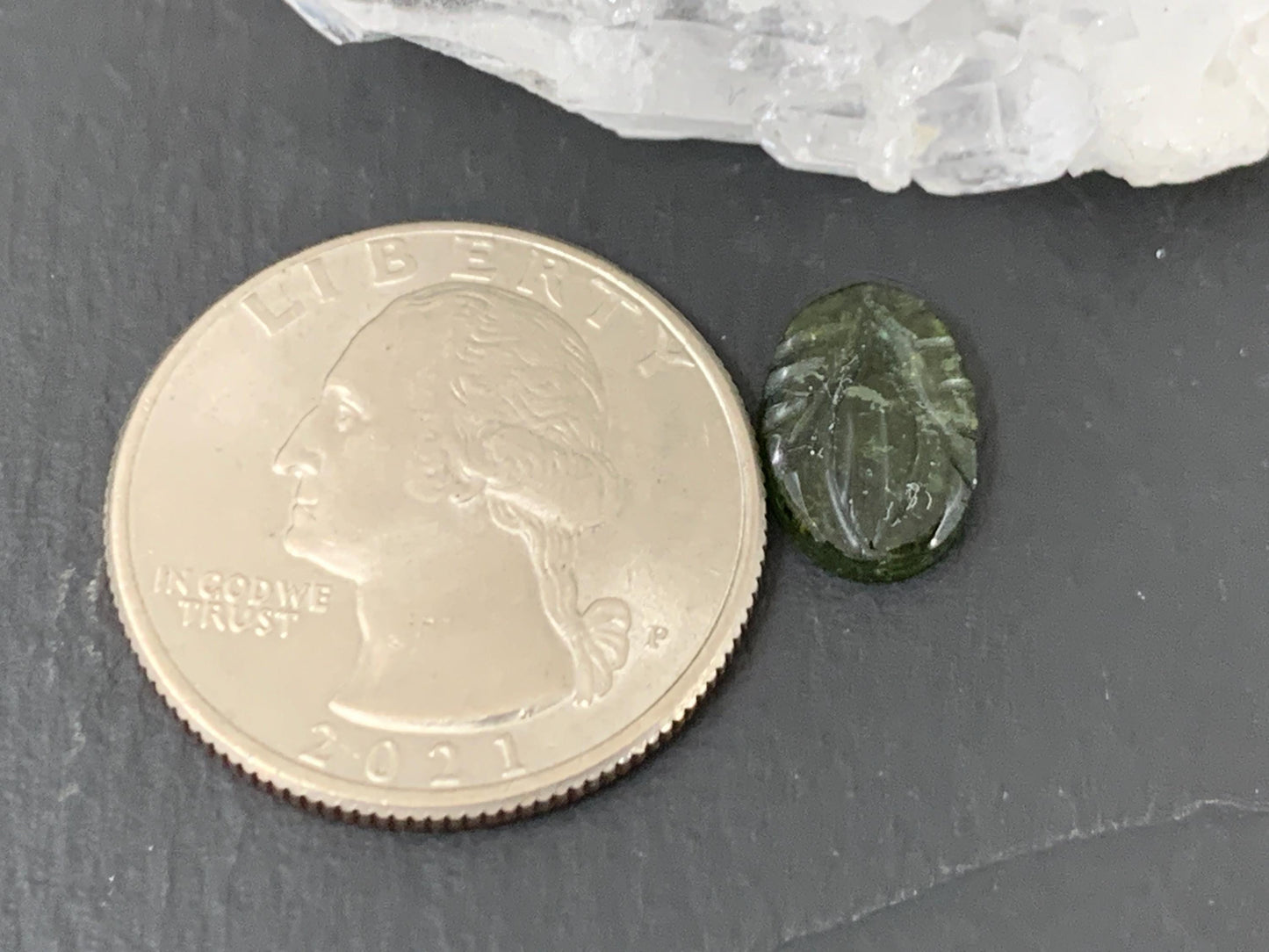 Carved Tourmaline 8x12x25mm cabochon