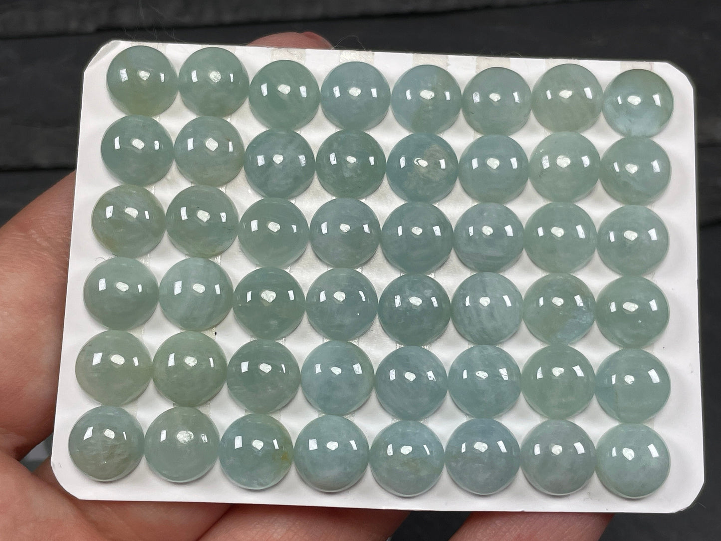 Aquamarine round cabochon 15, 10, 8mm - Calibrated cabochons