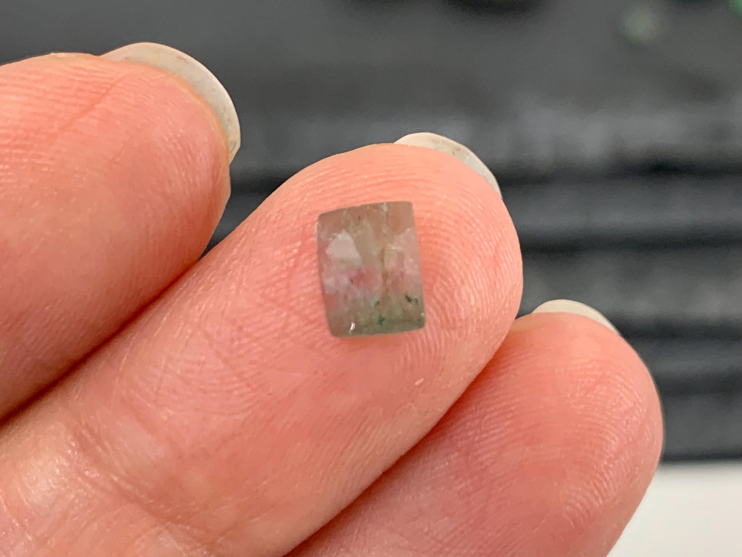 Faceted Watermelon Tourmaline rectangle 5-7mm long cabochon - Second Quality Tourmaline