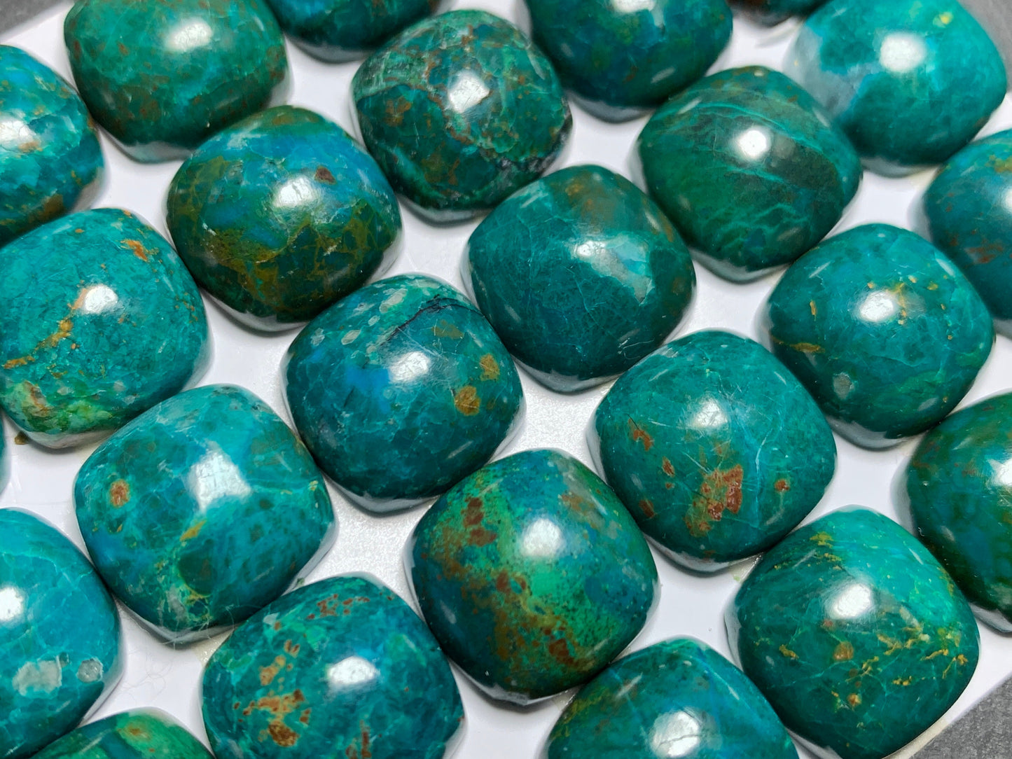 Chrysocolla square 15mm cabochon - Calibrated cabochons