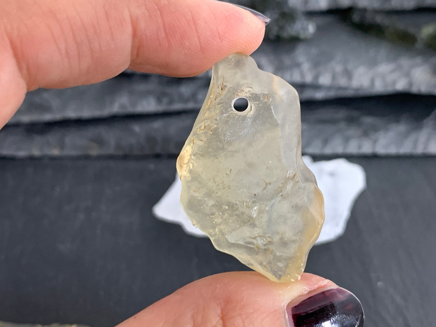 Drilled Libyan Desert Glass 31-41mm long