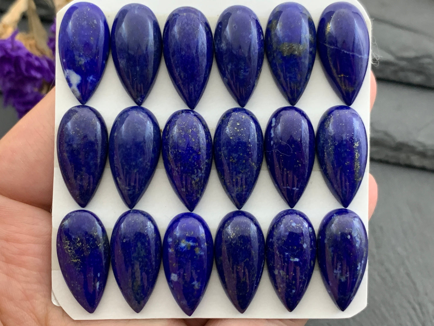 Lapis Lazuli pear 10x20mm cabochon - Calibrated cabochons