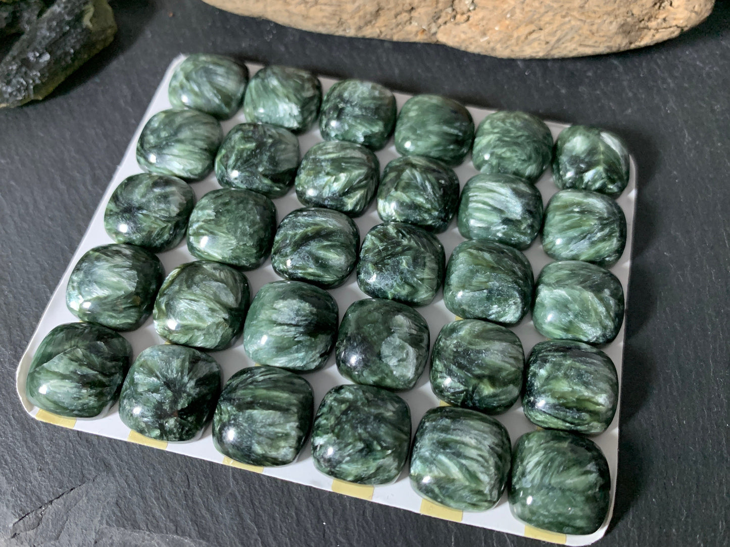 Seraphinite square cushion 15mm cabochon