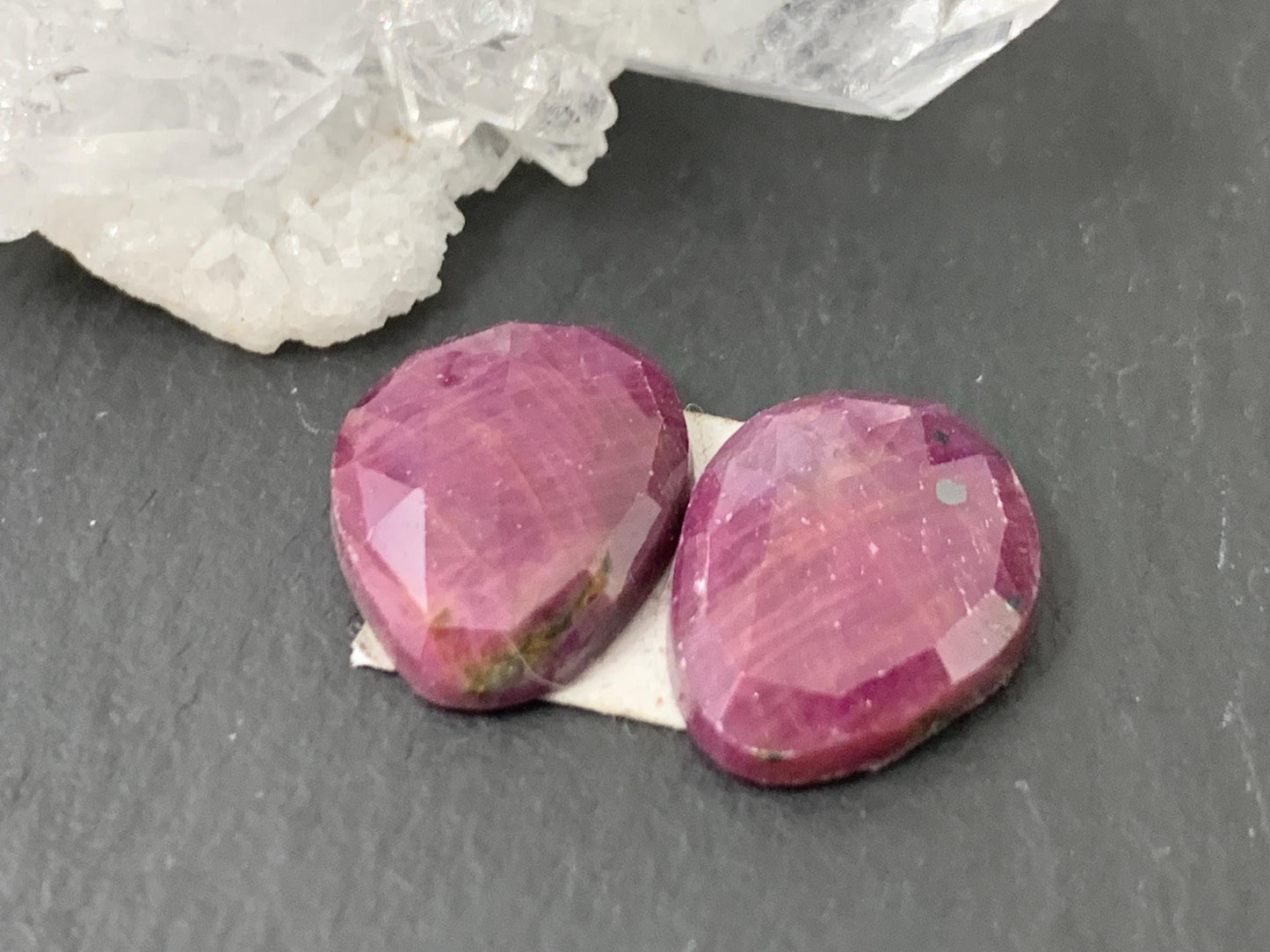 Faceted Ruby pair 11x14x4mm cabochon