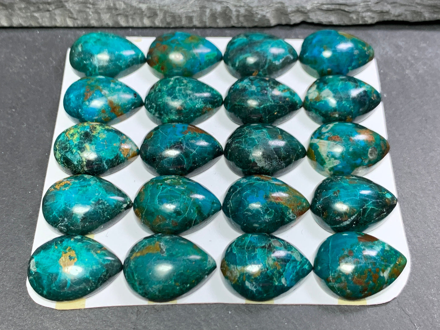 Chrysocolla pear 15x20mm cabochon - Calibrated cabochons