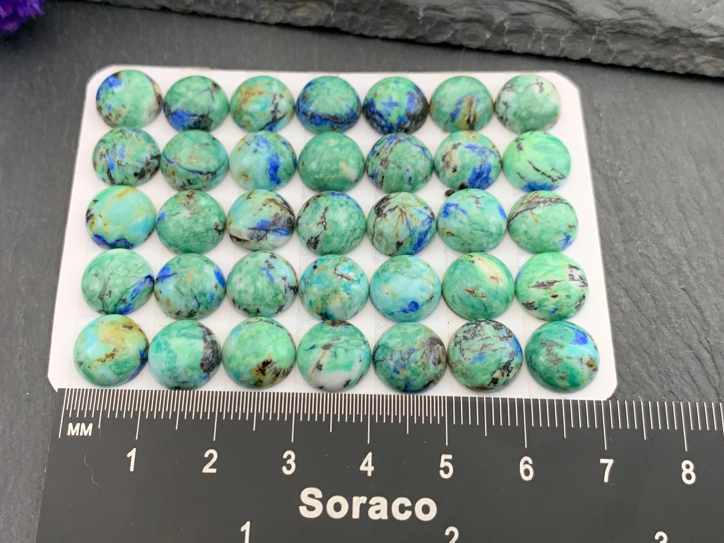 Azurite round 10mm cabochon - Calibrated Azurite