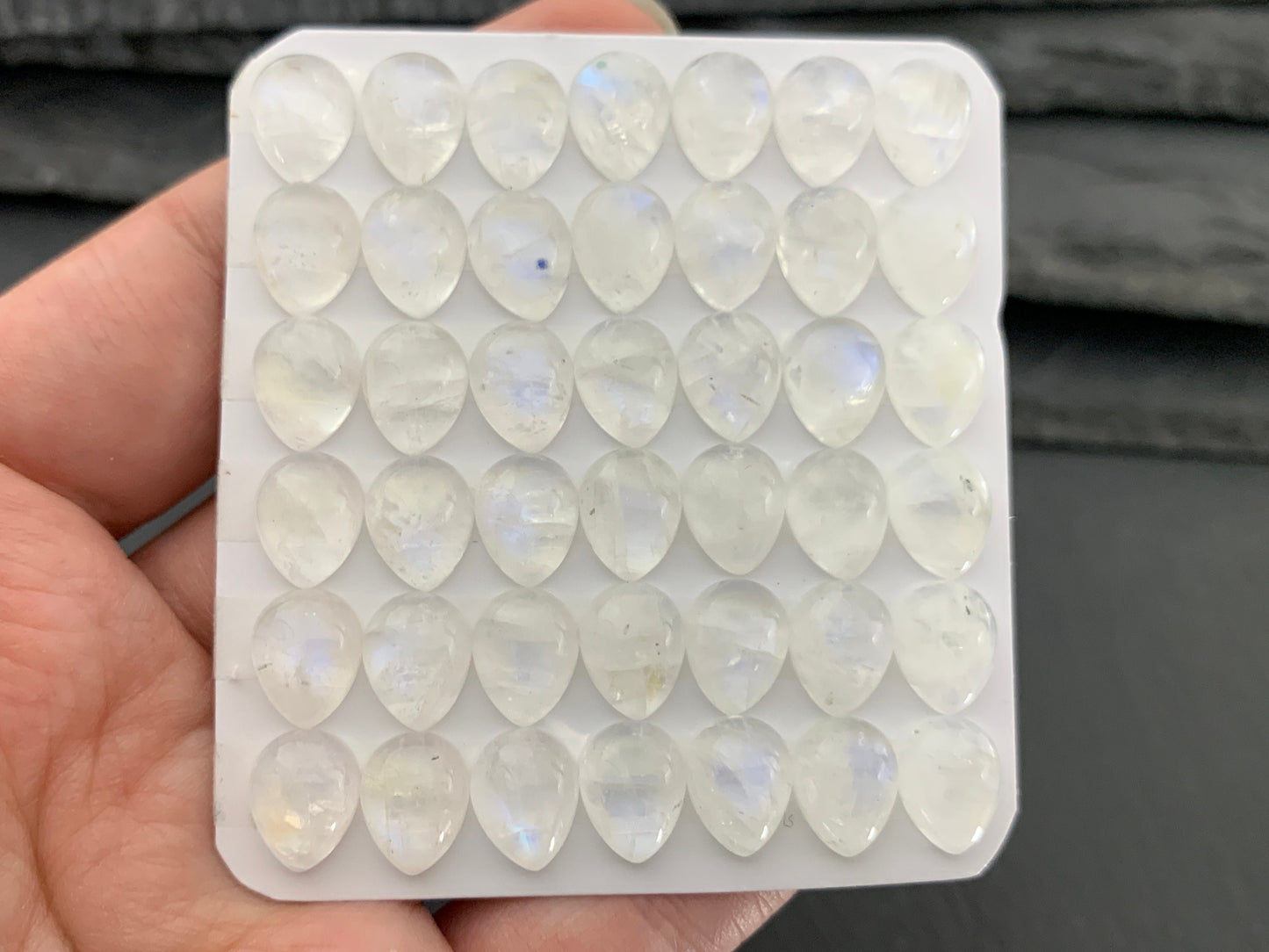 Rainbow Moonstone pear 8x10mm Cabochon - Calibrated cabochons