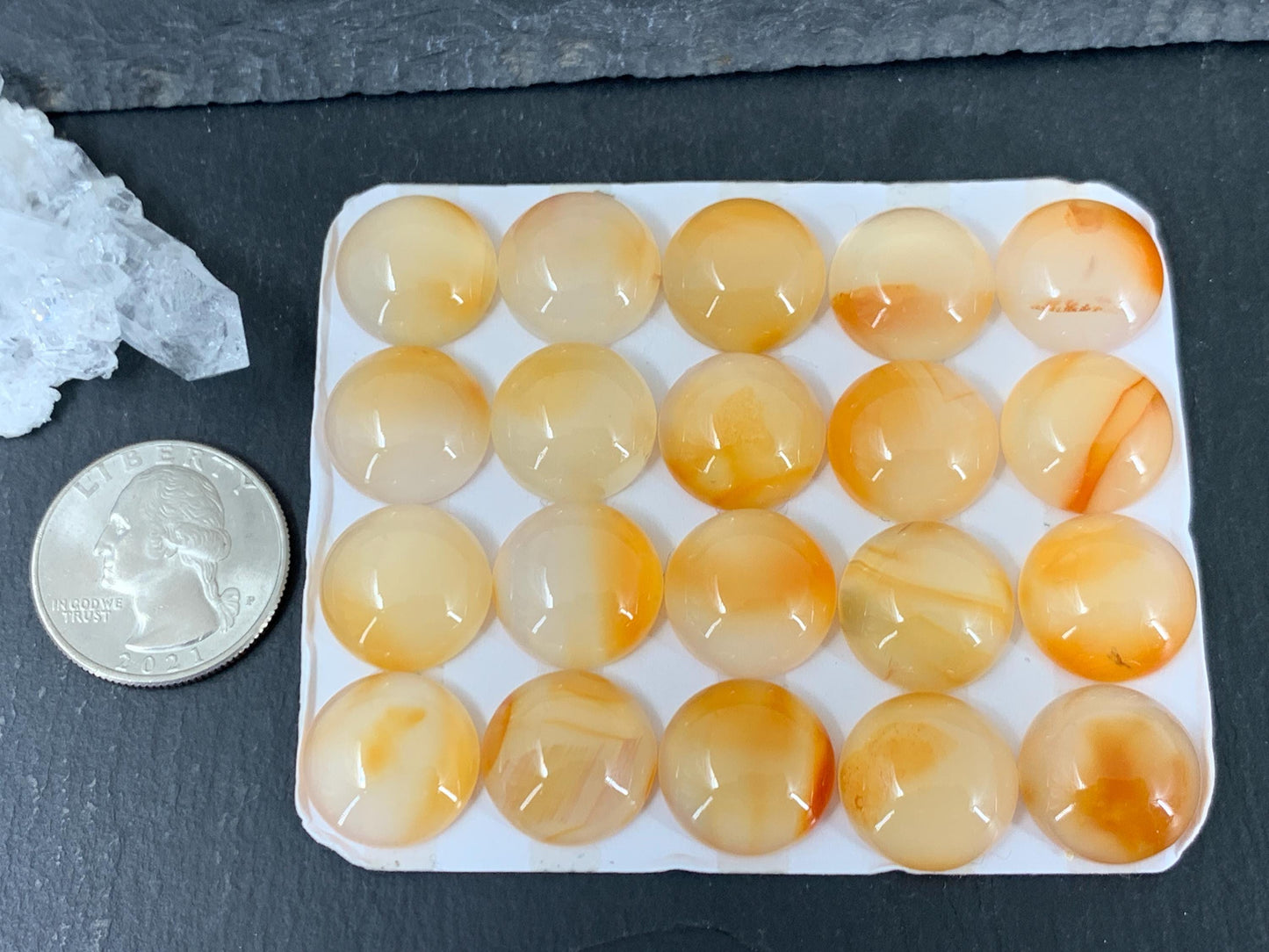 Carnelian round 16mm cabochon - Calibrated cabochons