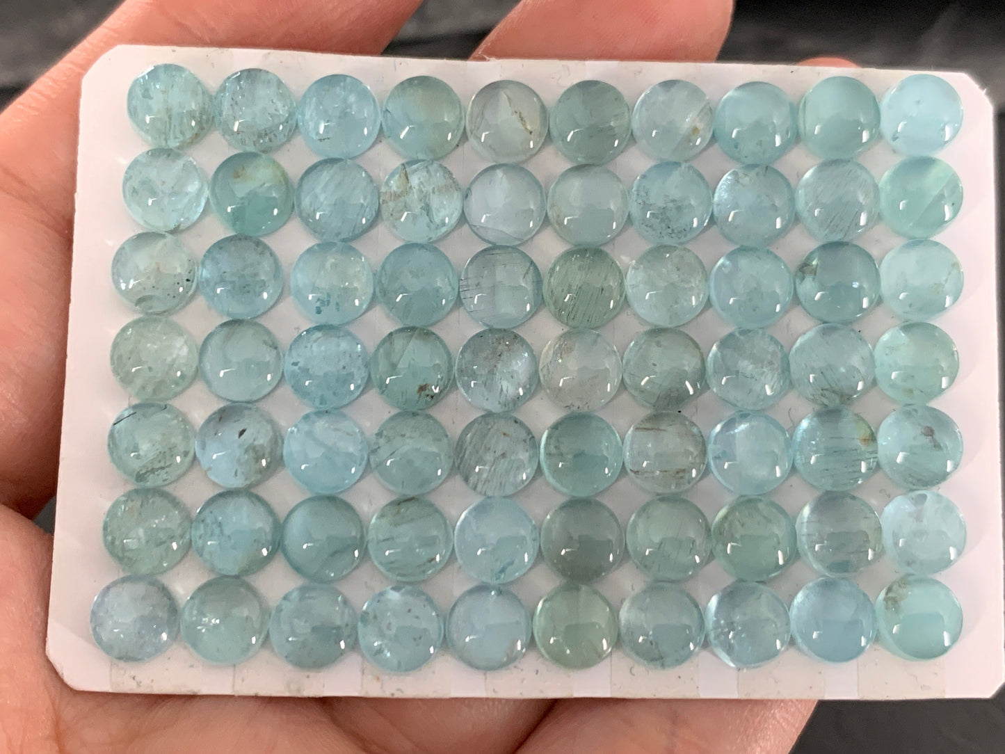 Blue Green Apatite round 6mm cabochon - Calibrated cabochons