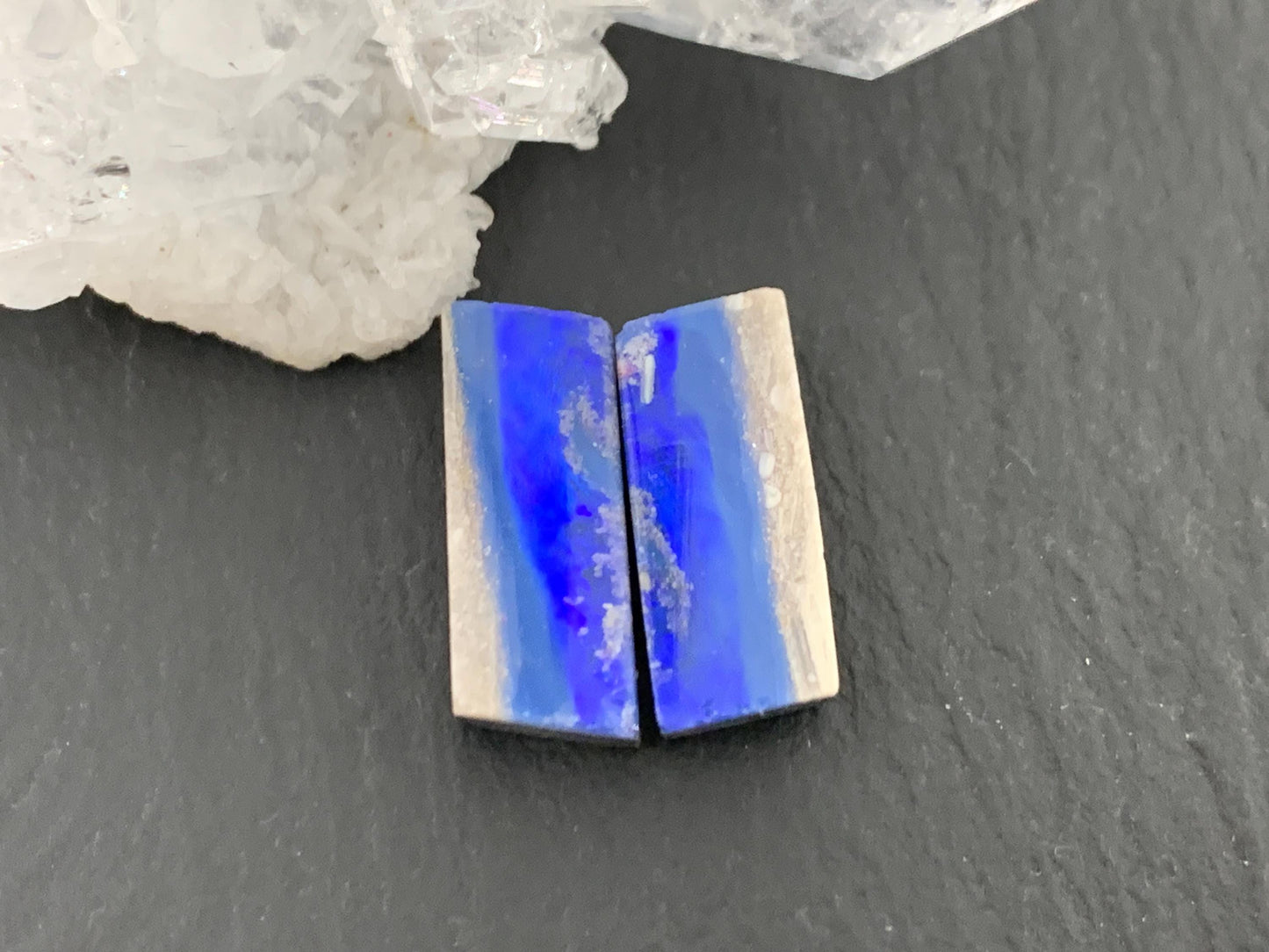 Australian Opal doublet 6x14x3.5mm pair of cabochons