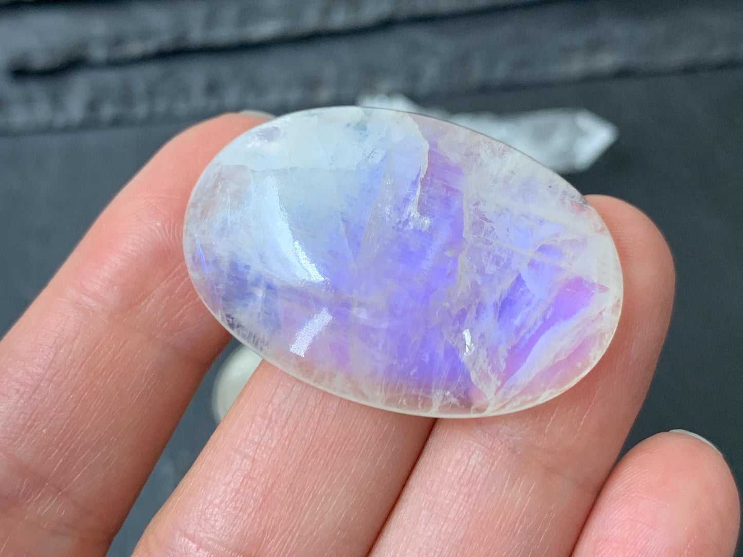 Rainbow Moonstone 38x25x7mm cabochon